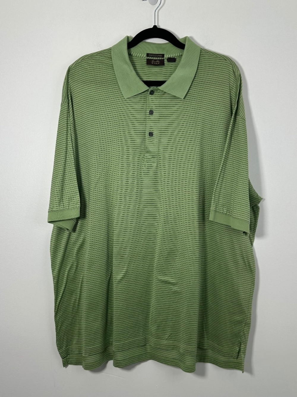 Tasso Elba Golf Men’s Size XL Green Striped Polo Shirt 100% Pima Cotton Preppy